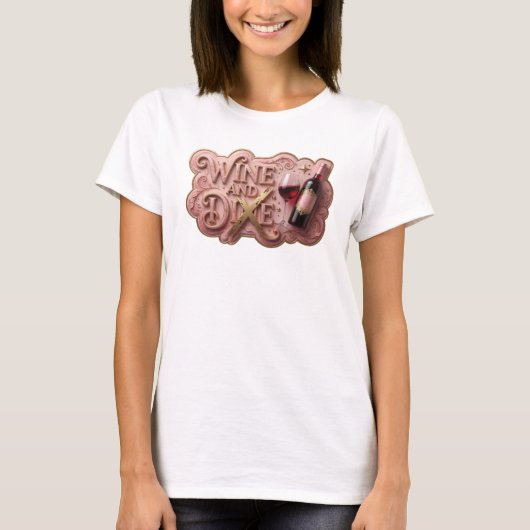 ウィットに富んだゴールド WINE+AND+DIXE プリント Tシャツ (正面)