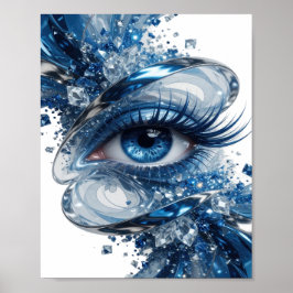 ウィットに富んだシルバーBLUE+EYES引用符デザイン ポスター