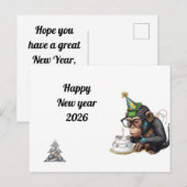 ウィットに富んだ新年の挨拶カード ポストカード (正面/裏面)