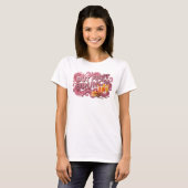 ウィットに富んだ赤いBUT FIRST BRUNCH 3Dテキストアート Tシャツ (正面フル)