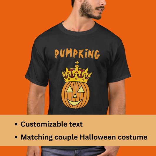 ウィットのキングパンプキンパンプンカップルのハロウィーンの衣装 Tシャツ