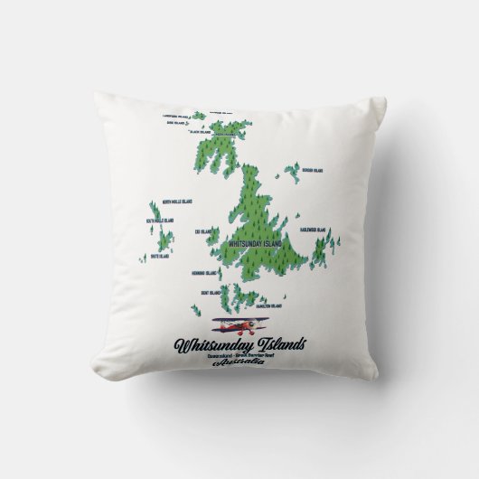 ウィットサンデー諸島オーストラリアの地図ポスター クッション (正面)
