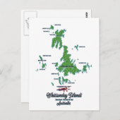 ウィットサンデー諸島オーストラリアの地図ポスター ポストカード (正面/裏面)
