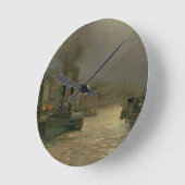 ウィットビーハーバー – Night, 1899 (キャンバス上の油) ラウンド壁時計 (傾斜)