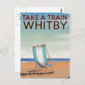 ウィットビーヴィンテージ旅行ポスターに電車で行く ポストカード (正面/裏面)