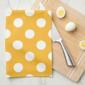 ウィット水玉模様オン黄色 キッチンタオル (四つ折り)