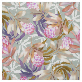 ウィッドフラワープロテアグレー ファブリック