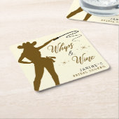 ウィップス＆ワインカウガール ブライダルシャワー スクエアペーパーコースター (アングル)