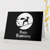 ウィッペット犬愛好家のための面白いハロウィン衣装魔女ジー カード (黄色い花)
