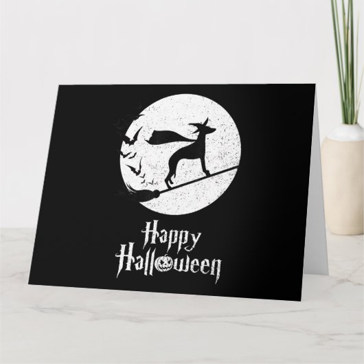 ウィッペット犬愛好家のための面白いハロウィン衣装魔女ジー カード (正面)