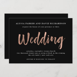 ウィッモダンシュ |フェイクブラックのバラ結婚金ゴールド 招待状
