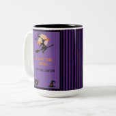 ウィッモダンチこうもりパープルブラックストライプハロウィーン ツートーンマグカップ (正面左)