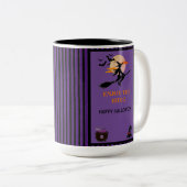 ウィッモダンチこうもりパープルブラックストライプハロウィーン ツートーンマグカップ (正面右)