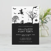 ウィッ不気味チブラックアンドホワイトハローウィンパーティ 招待状 (スタンド正面)