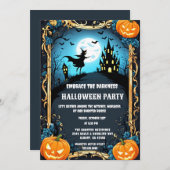ウィッ不気味チ幽霊のよく出るハウスハローウィンパーティ 招待状 (正面/裏面)