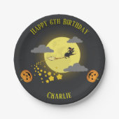 ウィッ不気味チ黒飛んでいる猫マンガ誕生日 ペーパープレート (正面)