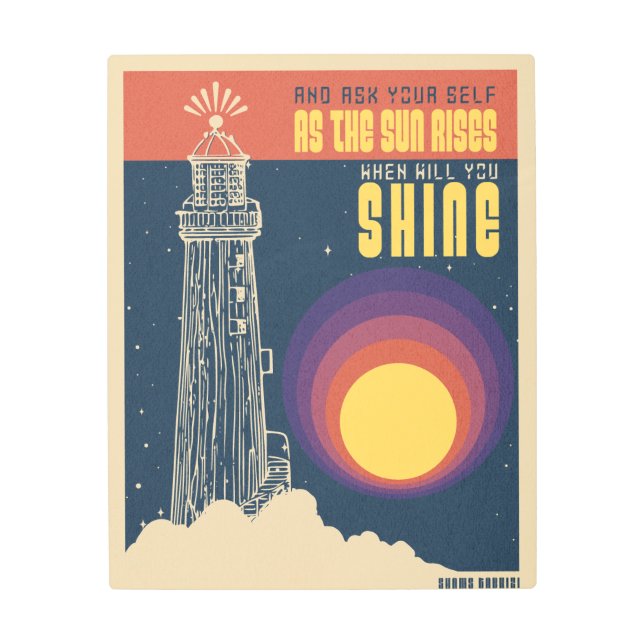 ウィッ感動的ダム引用文レトロ宇宙スタイル メタルプリント (正面)