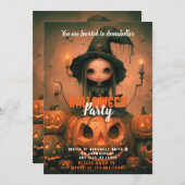 ウィッ素朴チこうもりカボチャハローウィンパーティ 招待状 (正面/裏面)