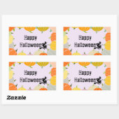 ウィッ飛んでいるチのオレン不気味ジのカボチャ 長方形シール (シート)