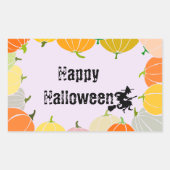 ウィッ飛んでいるチのオレン不気味ジのカボチャ 長方形シール (正面)