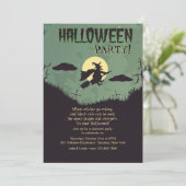 ウィッ飛んでいるチハローウィンパーティ招待状 招待状 (スタンド正面)