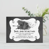 ウィッ飛んでいるチハローウィンパーティ招待状 招待状 (スタンド正面)