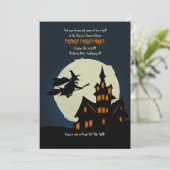 ウィッ飛んでいるチハローウィンパーティ招待状 招待状 (スタンド正面)