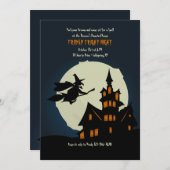 ウィッ飛んでいるチハローウィンパーティ招待状 招待状 (正面/裏面)