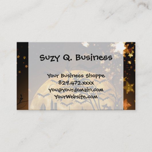 ウィッ飛んでいるチハーベストムーンこうもりハロウィーンギフト 名刺 (正面)