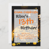 ウィッ飛んでいるチハーベストムーンこうもりハロウィーンギフト 招待状 (正面)