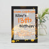 ウィッ飛んでいるチハーベストムーンこうもりハロウィーンギフト 招待状 (スタンド正面)