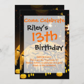 ウィッ飛んでいるチハーベストムーンこうもりハロウィーンギフト 招待状 (正面/裏面)