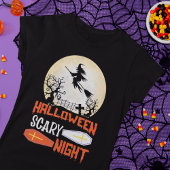 ウィッ飛んでいるチ不気味ハロウィーンの夜Tシャツ Tシャツ
