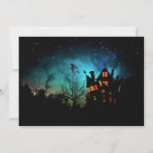 ウィッ飛んでいるチ不気味ハローウィンパーティ招待状 招待状 (裏面)