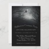 ウィッ飛んでいるチ幽霊のよく出るハローウィンパーティ招待状 招待状 (正面)