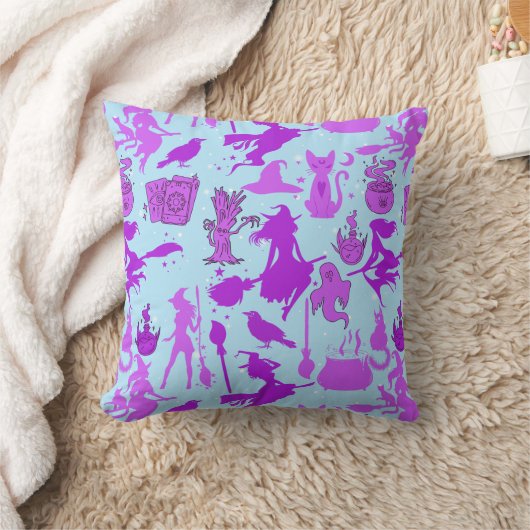 ウィッ飛んでいるチ模様。パープルLブルーBG クッション (ブランケット)
