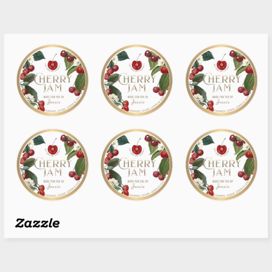 ウィティロゴデザインエレガントさくらんぼジャムレジス ラウンドシール (シート)