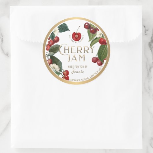 ウィティロゴデザインエレガントさくらんぼジャムレジス ラウンドシール (バッグ)