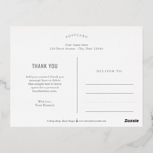 ウィティ自信フォイルありがとうはがき 箔シーズンポストカード (裏面)