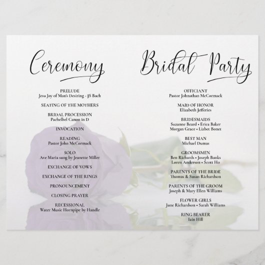 ウィドゥモダンアメジストパープルバラ結婚式 プログラム (裏面)