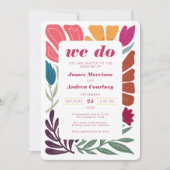 ウィドボホシックレトロカラフルフローラ結婚ズ 招待状 (正面)