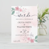 ウィドミニマリストピンクフローラ結婚式招待状 招待状 (スタンド正面)