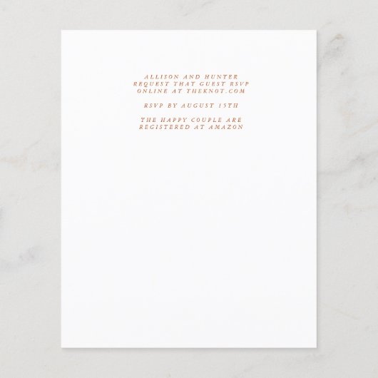 ウィドー結婚式招待状 (裏面)