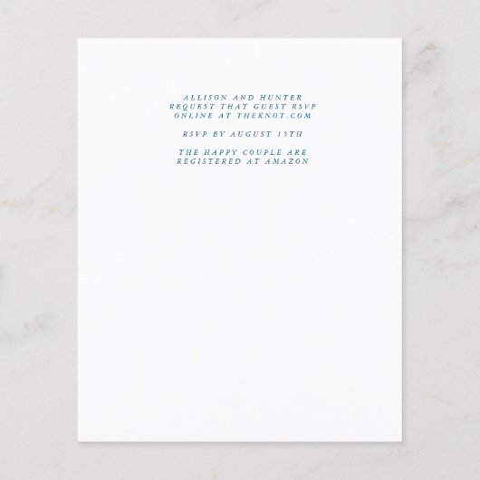 ウィドー結婚式招待状 (裏面)