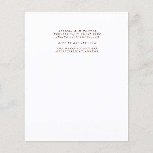 ウィドー結婚式招待状 (裏面)