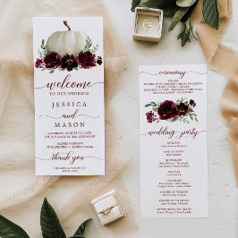 ウィドー結婚式 プログラムブルガンディパンプキン秋 プログラム