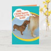 ウィナーおもしろいスニッフィングゴールデンレティエバーカード カード (黄色い花)