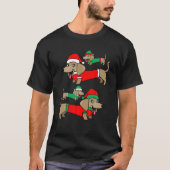 ウィナーダックスシャンドサンタおもしろいドッグクールクリスマスギ Tシャツ (正面)