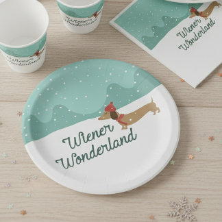 ウィナーワンダーランドダックスシャンドクリスマスパーティープレート ペーパープレート