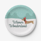 ウィナーワンダーランドダックスシャンドクリスマスパーティープレート ペーパープレート (正面)